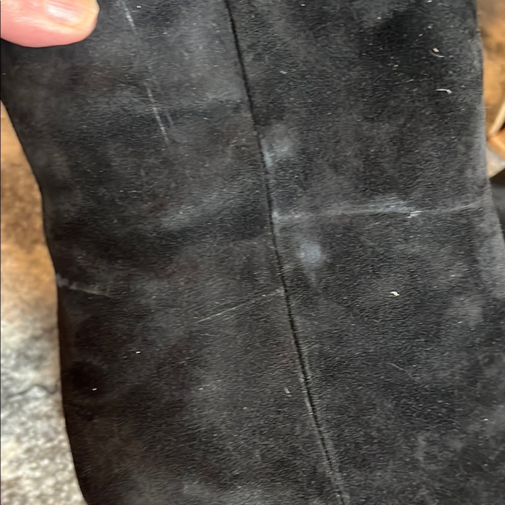 Black Suede Mid-Calf Block Heel Boots - Women - Picture 7 of 8